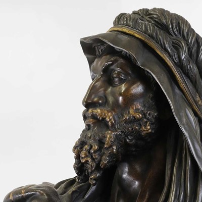 Lot 170 - A patinated bronze and parcel-gilt bust of 'Le Chef Abyssin' (The Abyssinian Chief)