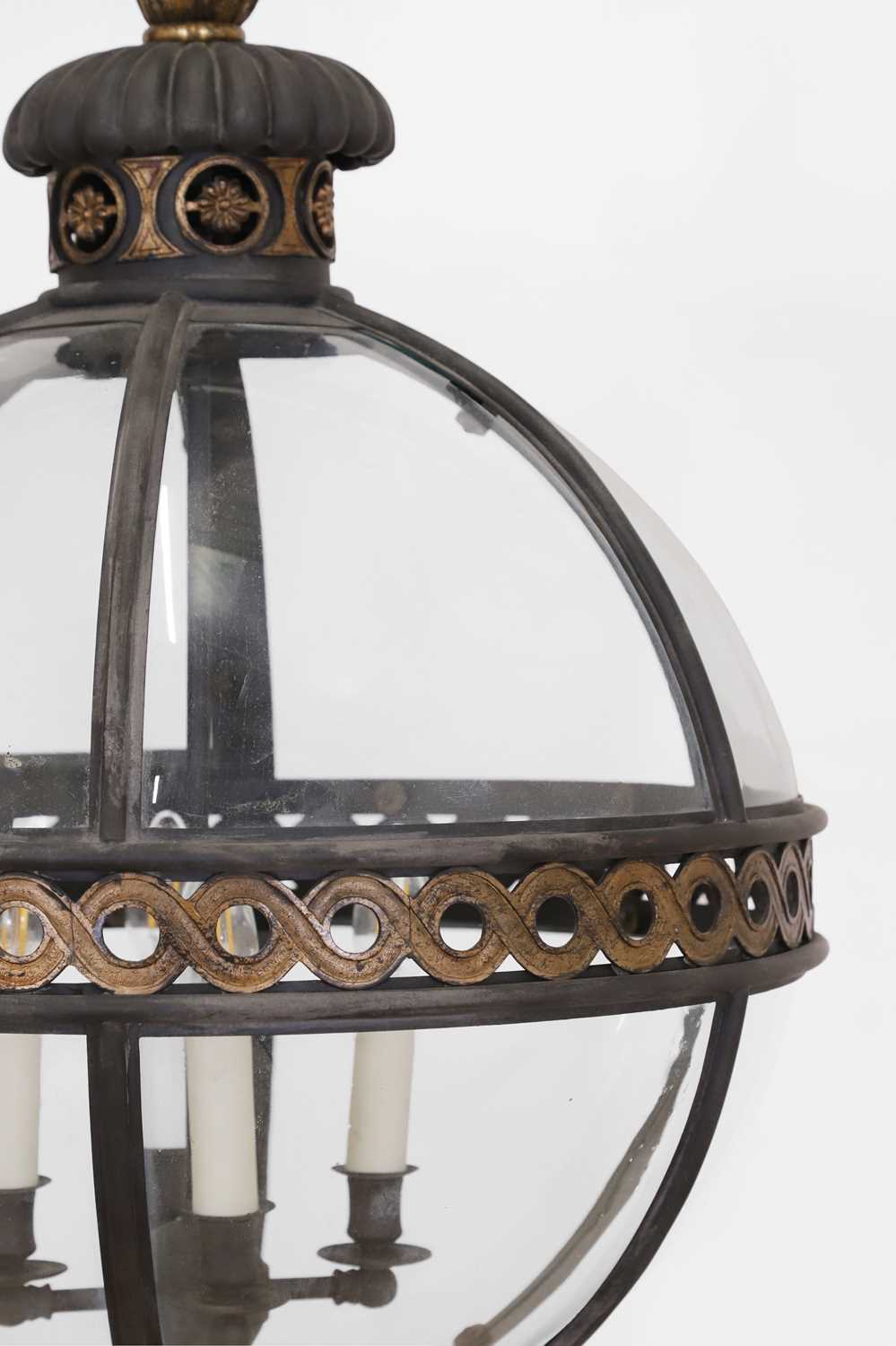 Lot 15 - A large bronze, gilt-brass and glass 'Original' globe lantern by Jamb