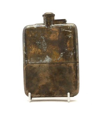 Lot 12 - A large silver hip flask