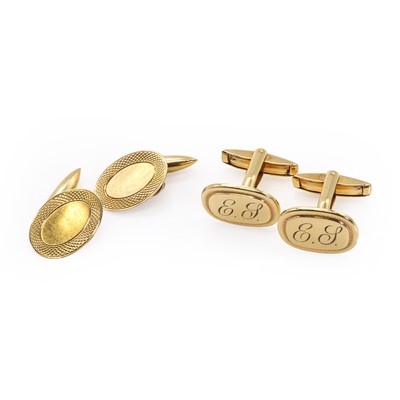 Lot 378 - Two pairs of 9ct gold cufflinks