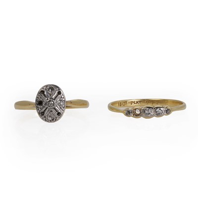 Lot 194 - Two gold diamond rings