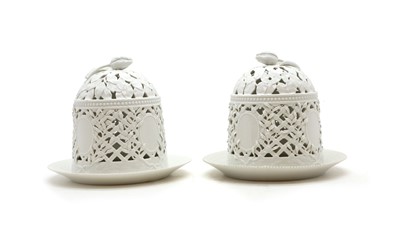 Lot 109 - A pair of Royal Copenhagen porcelain Flora Danica ice domes