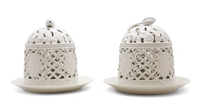 Lot 109 - A pair of Royal Copenhagen porcelain Flora Danica ice domes