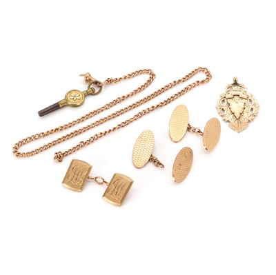 Lot 269 - A group of 9ct gold gentlemen's jewellery