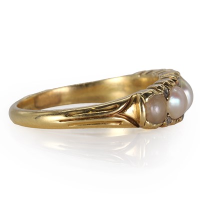 Lot 28 - A Victorian five stone pearl ring