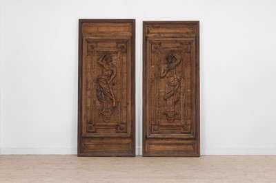 Lot 294 - A pair of carved oak panels