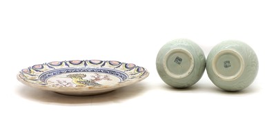 Lot 198 - A pair of Chinese celadon vases