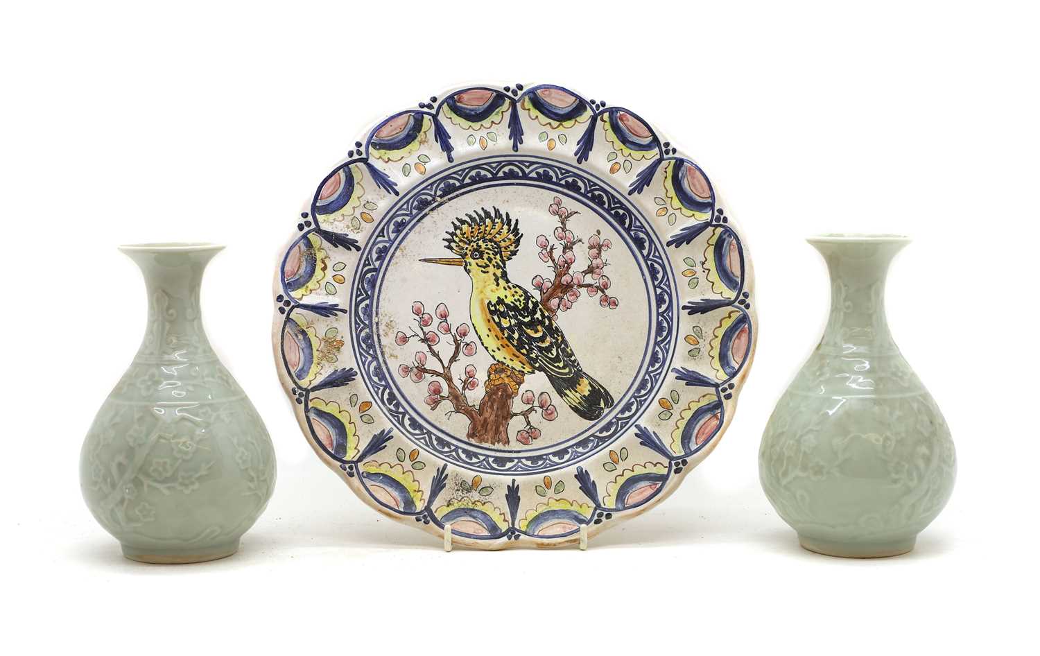 Lot 198 - A pair of Chinese celadon vases