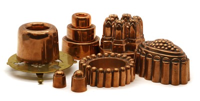 Lot 202 - A collection of copper jelly moulds