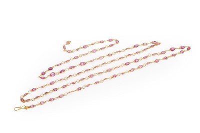 Lot 199 - A gold pink sapphire necklace