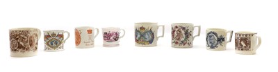 Lot 134 - A group of Victorian commemorative pottery mugs