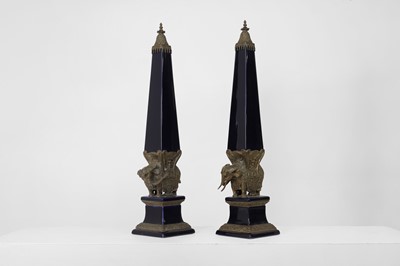 Lot 106 - A pair of porcelain and gilt-metal-mounted obelisks