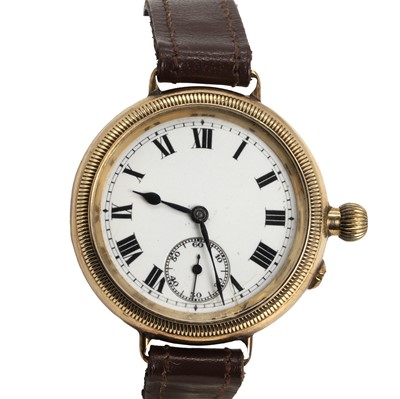 Lot 404 - A gold mechanical strap watch