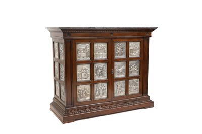 Lot 322 - A mahogany and marble top cabinet