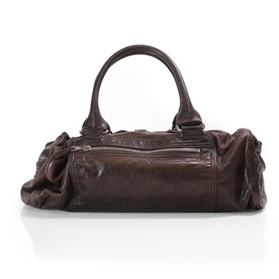 Lot 594 - A Balenciaga brown whistle shoulder bag