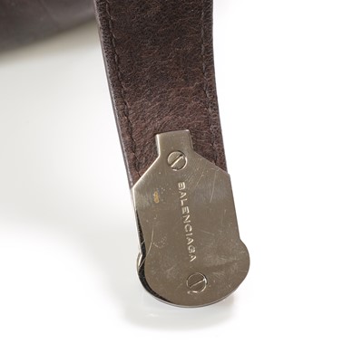 Lot 594 - A Balenciaga brown whistle shoulder bag