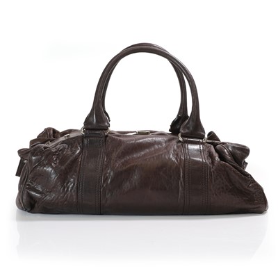 Lot 594 - A Balenciaga brown whistle shoulder bag