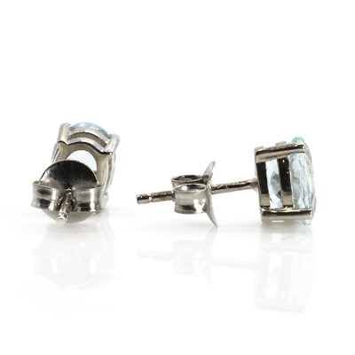 Lot 104 - A pair of aquamarine studs in silver
