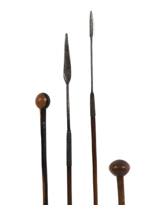 Lot 129 - Two Zulu spears