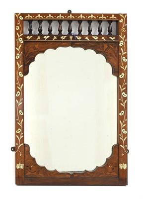 Lot 309 - An Anglo-Indian hardwood and ivory inlaid mirror