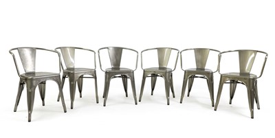 Lot 563 - A set of six metal cafe chairs