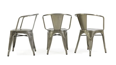 Lot 563 - A set of six metal cafe chairs