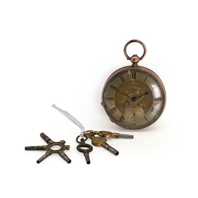 Lot 401 - A gold key wind open faced pocket watch