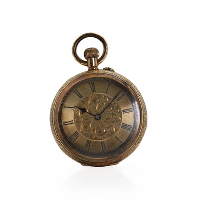 Lot 400 - A gold top wind open faced fob watch