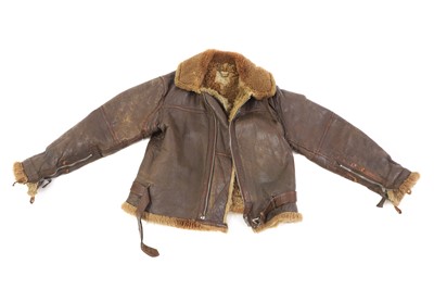 Lot 161 - A WWII Irvin 1943 pattern sheep skin and fleece lined leather flying jacket