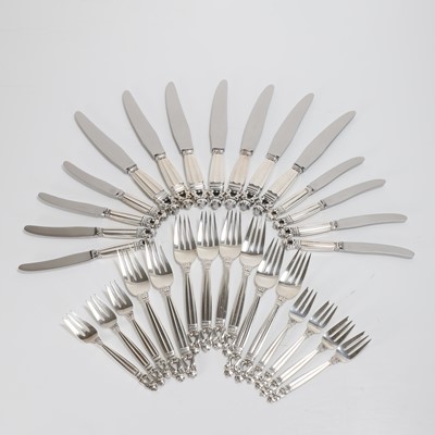 Lot 47 - A Georg Jensen sterling silver 'Acorn' pattern part canteen