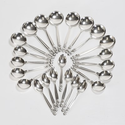 Lot 47 - A Georg Jensen sterling silver 'Acorn' pattern part canteen