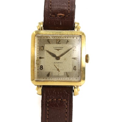 Lot 406 - A vintage 18ct gold Longines automatic strap watch