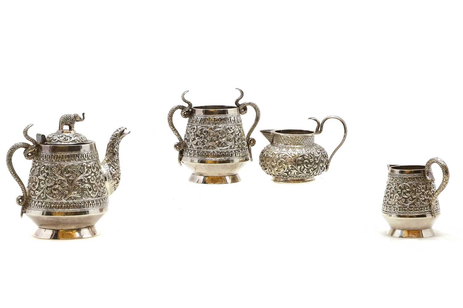 Lot 3 - An Indian three piece silver tea service