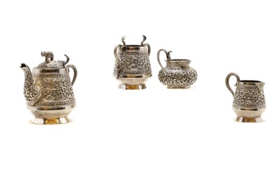 Lot 3 - An Indian three piece silver tea service