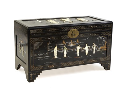 Lot 530 - A Chinese ebonised camphor coffer