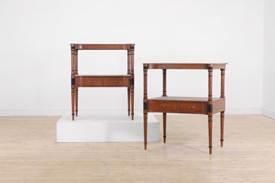 Lot 554 - A pair of simulated bird's-eye maple bedside tables