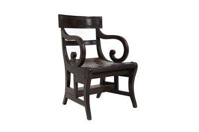 Lot 368 - A metamorphic mahogany elbow chair