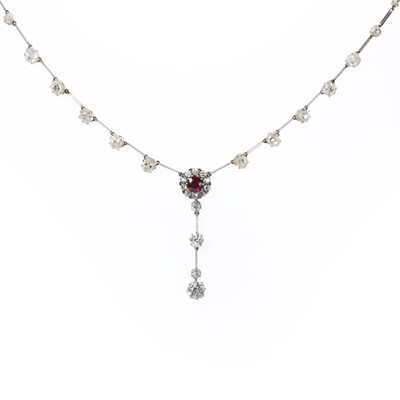 Lot 39 - A diamond and ruby necklace, c.1915