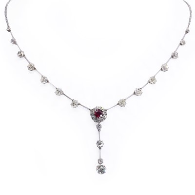 Lot 39 - A diamond and ruby necklace, c.1915