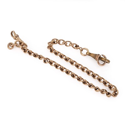 Lot 368 - A rose gold Albert chain with a metal swivel clasp