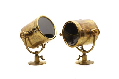 Lot 158 - A pair of WWII C.A.V brass searchlights
