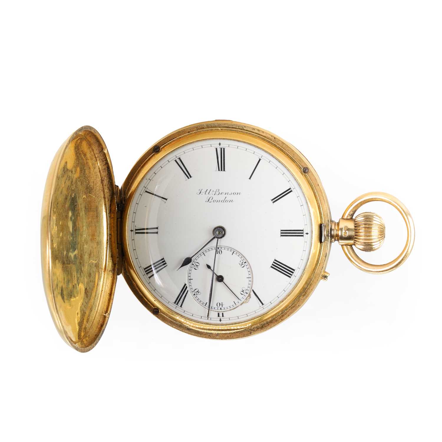 Lot 311 - An 18ct gold side wind hunter pocket watch,