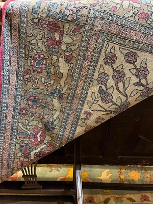 Lot 450 - A Tabriz pictorial wool rug