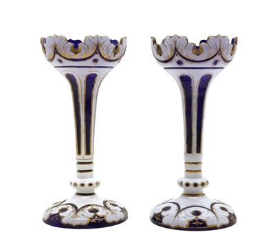 Lot 276 - A pair of cased Bohemian glass lustres