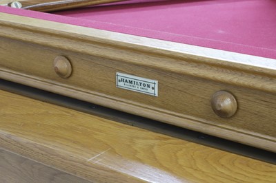 Lot 558 - A Hamilton 'Buchanan' three quarter size oak snooker or dining table