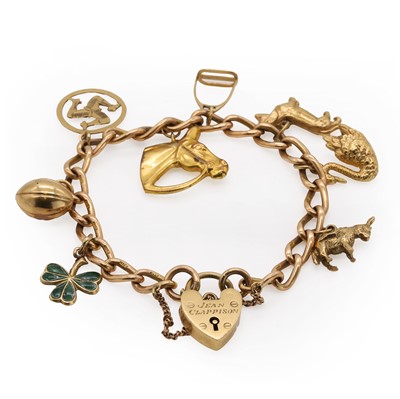 Lot 337 - A gold charm bracelet