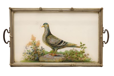 Lot 330A - A reverse glass painted tray