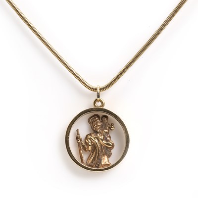 Lot 352 - A 9ct gold St Christopher pendant and chain