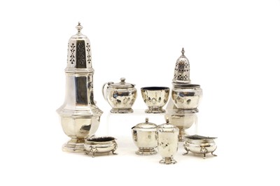 Lot 36 - A collection of silver cruet items