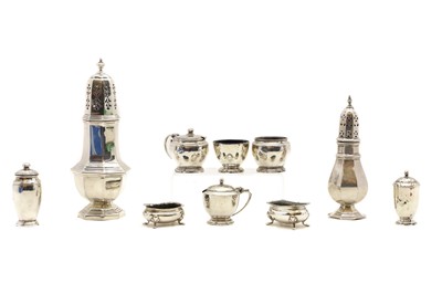 Lot 36 - A collection of silver cruet items